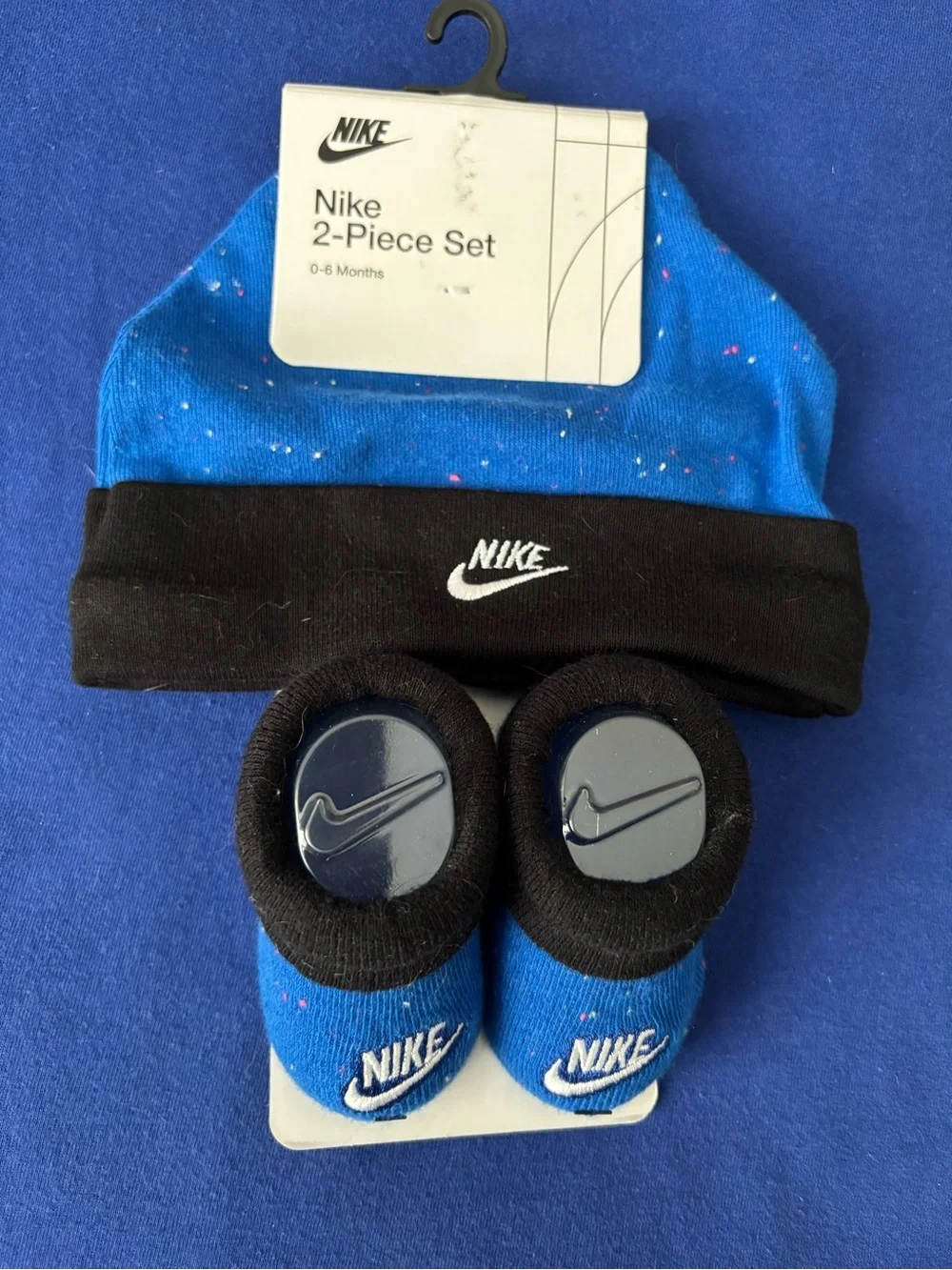 Nike Baby Bib, Booties & Beanie Set - Red and Blue